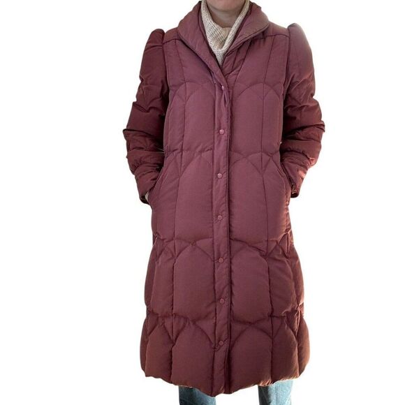 Vintage 1970s Saxton Hall Dusty Pink Quilted Goose Down Puffer Trench Coat Sz M - Picture 1 of 10